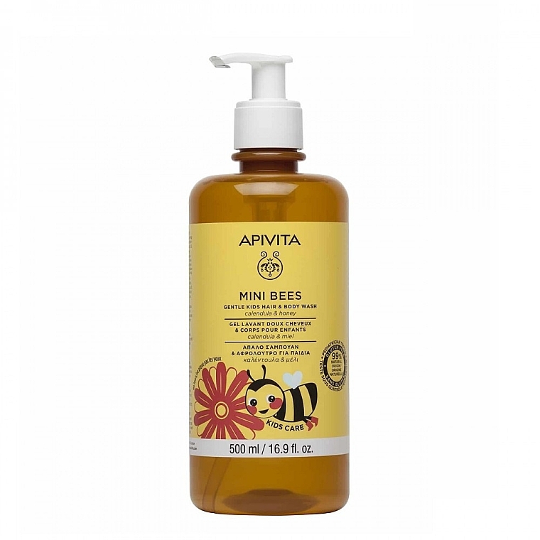 Calendula & Mint Hair & Body Wash with Dispenser - Apivita Mini Bees Gentle Kids Hair & Body Wash — photo N1
