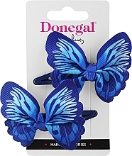 Fragrances, Perfumes, Cosmetics Hair Clips, 2 pcs, FA-5709, butterflies, blue - Donegal