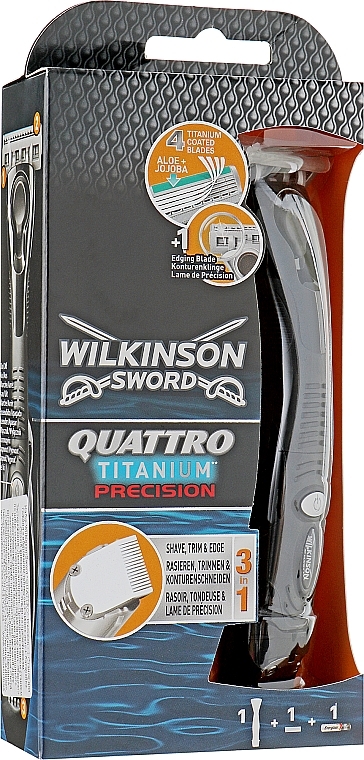 Shaving Razor + 1 Refill - Wilkinson Sword Quattro Titanium Precision — photo N1