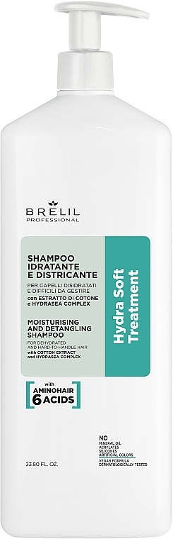 Moisturizing Hair Shampoo - Brelil Hydra Soft Treatment Moisturising And Detangling Shampoo — photo N2