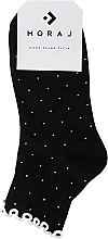 Fragrances, Perfumes, Cosmetics Women's Short Cotton Socks with Ruffles, black with dots - Moraj