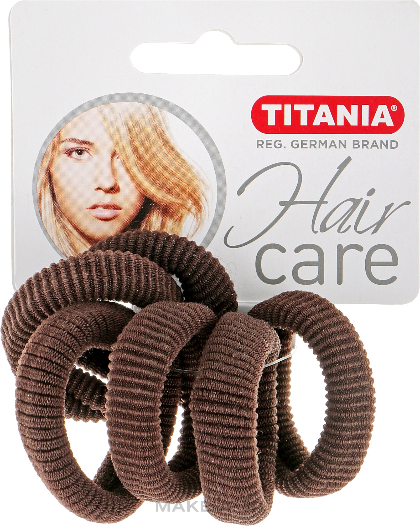Medium Elastic Hair Band, brown - Titania — photo 6 szt.