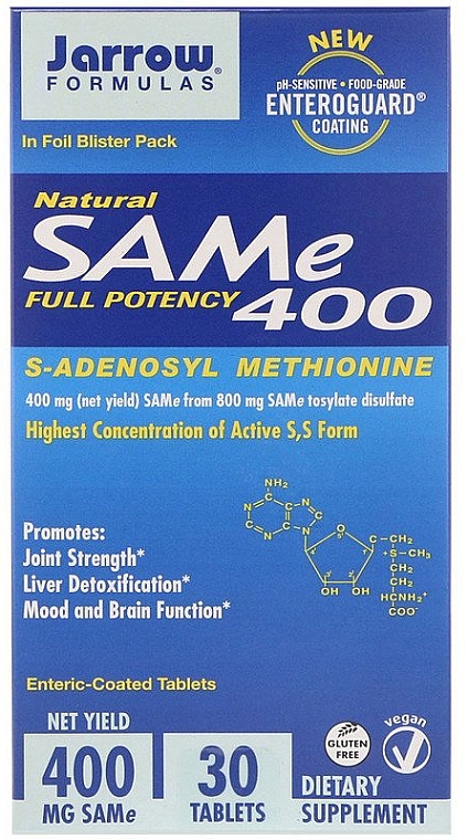 S-Adenosyl Methionine, enteric-coated tablets - Jarrow Formulas SAM-e 400 (S-Adenosyl-L-Methionine) 400 mg — photo N1