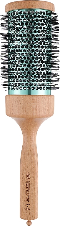 Thermal Brush with Wooden Handle & Nylon Bristles, green cylinder, d75mm - 3ME Maestri Triangolo Thermal Brush — photo N1