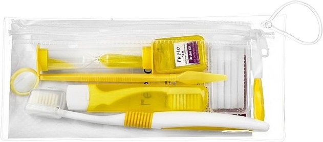 Orthodontic Set in Cosmetic Bag, yellow - Feelo Ortho Kit — photo N1