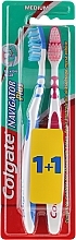 Fragrances, Perfumes, Cosmetics Medium Toothbrush "Navigator Plus" 1+1, blue+pink - Colgate