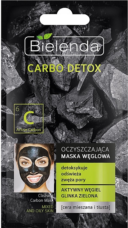 Charcoal Cleansing Mask for Combination Skin - Bielenda Carbo Detox Cleansing Mask Mixed and Oily Skin — photo N1