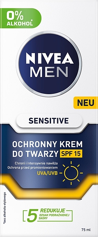 Men Face Cream for Sensitive Skin - Nivea Men Sensitive Facial Cream SPF15 — photo N1