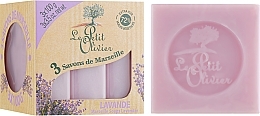 Fragrances, Perfumes, Cosmetics 3 Traditional Lavender Soaps - Le Petit Olivier 3 traditional Marseille soaps Lavender