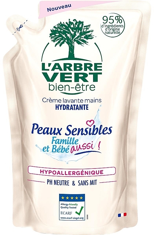 Hand Cream Soap for Sensitive Skin - L'Arbre Vert Family & Baby Sensitive Hand Wash (refill) — photo N1