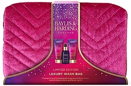 Set - Baylis & Harding Midnight Fig & Pomegranate Deluxe Wash Bag Gift Set (sh/gel/100 ml + h/cr/100 ml + b/mist/100 ml + bag) — photo N1