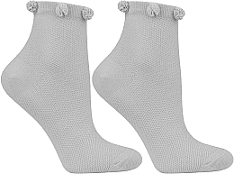 Fragrances, Perfumes, Cosmetics Women Short Pom-Pom Socks, grey - Moraj