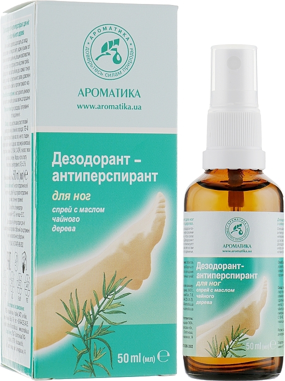 Antibacterial Foot Deodorant Antiperspirant with Tea Tree Oil - Aromatika — photo N1