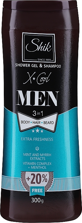 Shower Gel & Shampoo with Mint, Myrrh & Menthol Extracts - Shik Men X-Cool — photo N3