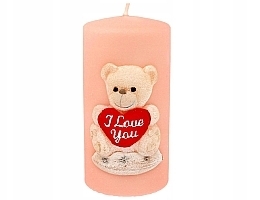 Fragrances, Perfumes, Cosmetics Decorative Candle "Teddy Bear", 7x14 cm, pink cylinder - Artman