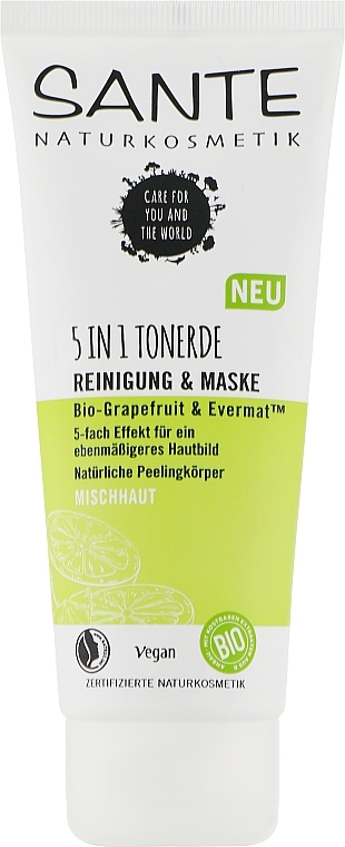 Face Cleanser & Mask - Sante 5in1 Clay Cleansing & Mask Grapefruit & Evermat — photo N1