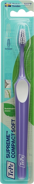 Toothbrush Supreme Compact Soft, soft, purple - TePe Comfort Toothbrush — photo N1