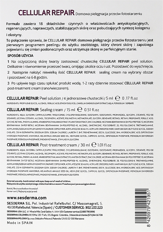 Anti-Photoaging Home Care - Sesderma Laboratories Sesmedical Cellular Repair (cr/15ml + cr/35ml + wipes/5x5ml) — photo N5