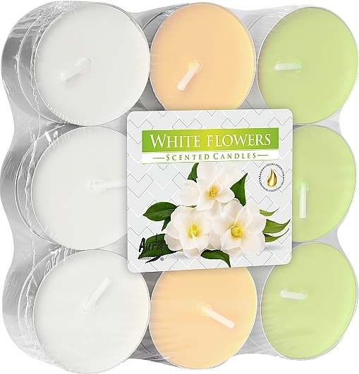 White Flowers Tealight Set, 18 pcs. - Bispol White Flowers Scented Candles — photo N1