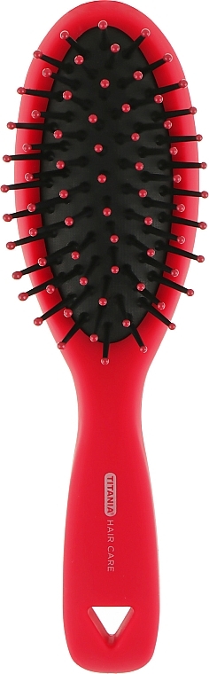 Massage Hair Brush, oval, red - Titania — photo N1