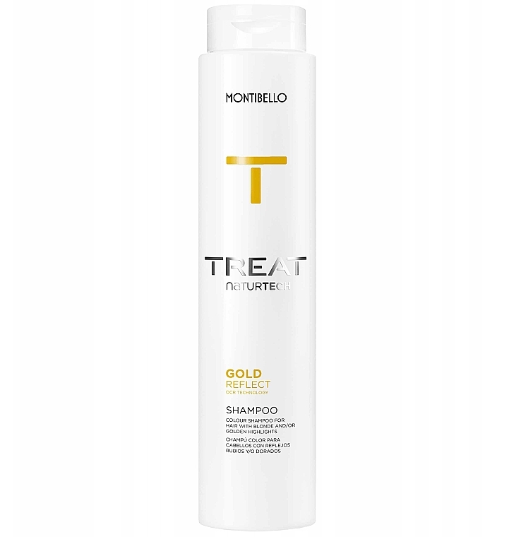 Shampoo for Colored Hair with Golden Shade - Montibello Treat NaturTech Color Reflect Gold — photo N1