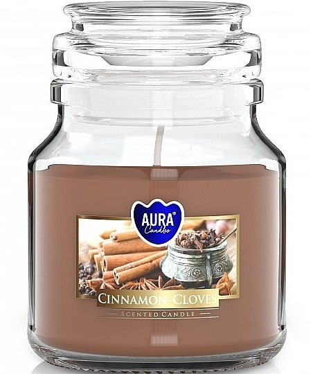Scented Candle in Jar 'Carnation with Cinnamon' - Bispol Aura Cinnamon Cloves Spa Candles — photo N1