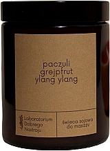 Fragrances, Perfumes, Cosmetics Patchouli, Grapefruit, and Ylang-Ylang Glass Jar Massage Candle - Laboratorium Dobrego Nastroju