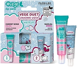 Fragrances, Perfumes, Cosmetics Lip Set - Floslek Vege Duet Winter Lips (Sugar scrub/14g + vaseline/10g)