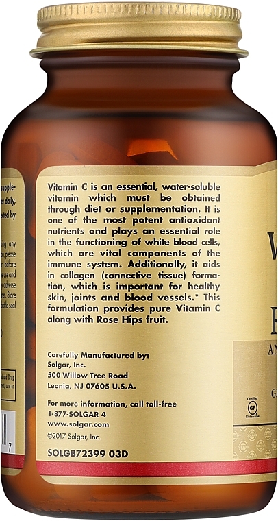 Vitamin C with Rose Hips Dietary Supplement, 1000mg - Solgar Vitamin C With Rose Hips 1000mg — photo N2