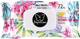 Tropical Flowers Wet Wipes with Plastic Cap, white, 72 pcs. - Papilion Wet Wipes Tropical Flowers — photo N1