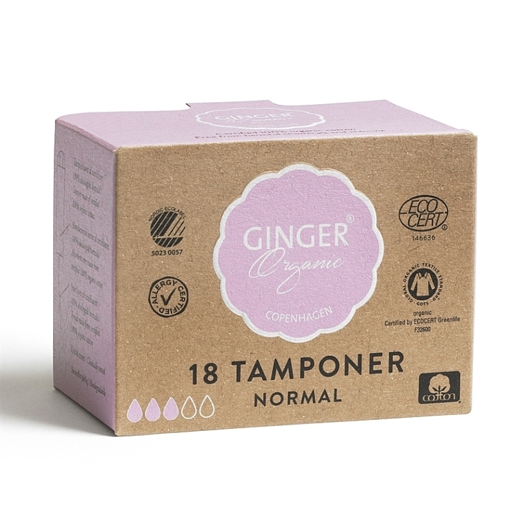 Tampons with Applicator "Normal", 18 pcs - Ginger Organic — photo N1