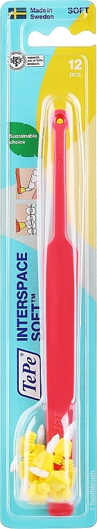 Interdental Brush with Attachments, coral - TePe Interspace Soft — photo N1