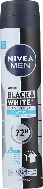 Antiperspirant - NIVEA MEN Invisible for Black & White Active 72H Anti-Perspirant — photo N1