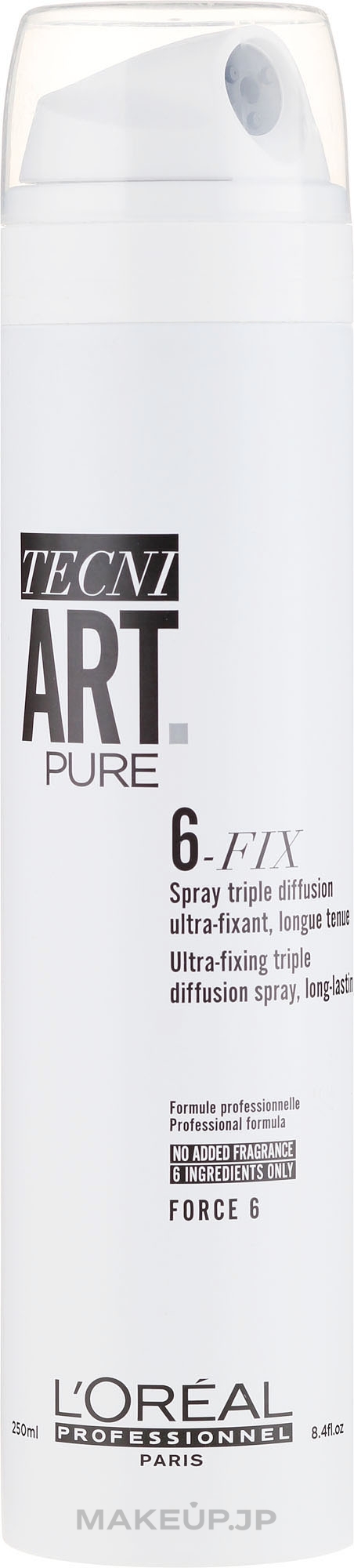 Ultra Strong Hold Spray - L'Oreal Professionnel Tecni.Art Pure 6-Fix Spray — photo 250 ml