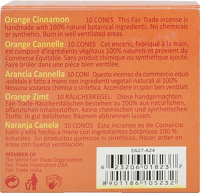 Orange & Cinnamon Incense Cones - Maroma Encens d'Auroville Cone Incense Orange Cinnamon — photo N3