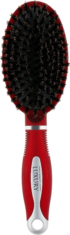 Massage Hair Brush, HB-04-06, oval, large, red - Beauty LUXURY — photo N1