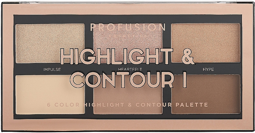 Makeup Palette - Profusion Cosmetics Highlight & Contour I 6 Color Highlight & Contour Palette — photo N1