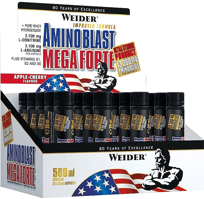 Liquid Amino Acids "Apple-Cherry" - Weider Amino Blast Mega Forte Apple-Cherry — photo N2