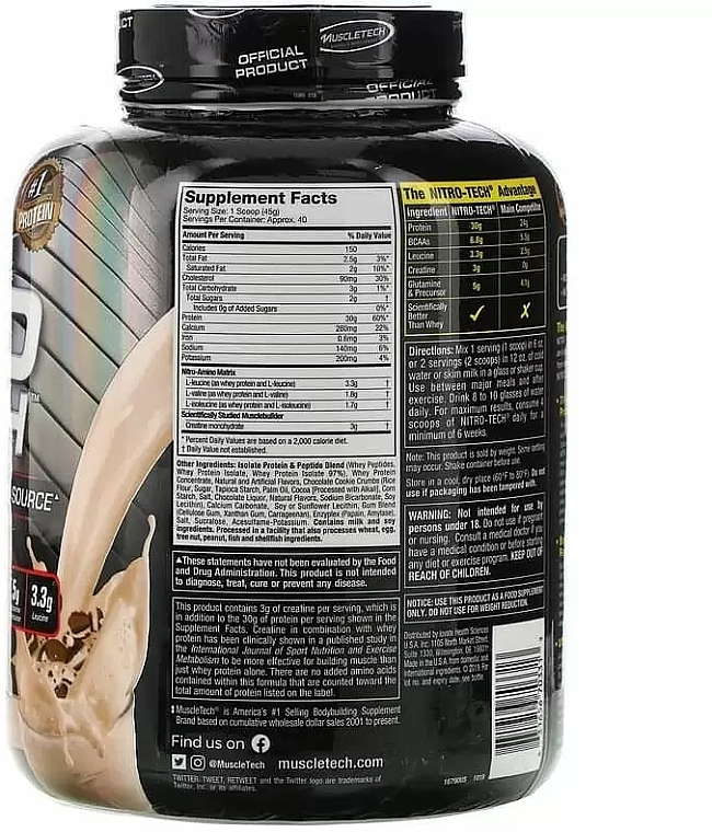 Whey Protein 'Cookies with Cream” - Muscletech Nitro Tech Ripped Cookies & Cream — photo N2