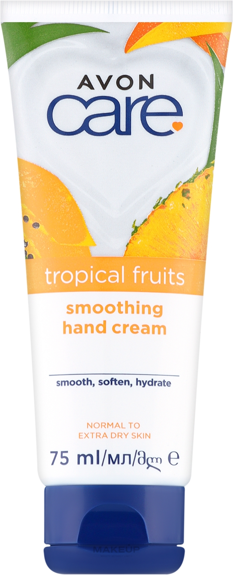 Hand Cream with Fruit Extracts - Avon Care Tropical Fruits Smoothing Hand Cream — photo 75 ml