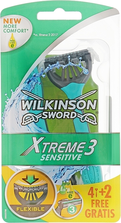 Disposable Shaving Razors, 4+2 pcs. - Wilkinson Sword Xtreme 3 Sensitive — photo N7