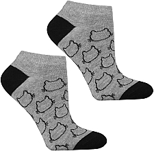 Fragrances, Perfumes, Cosmetics Women Short Socks CSD170-156, grey with cats - Moraj