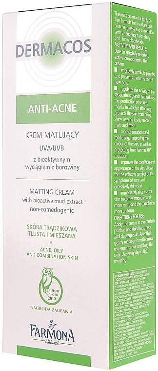 Matte Day Face Cream - Farmona Dermacos Anti-Acne Matting Cream — photo N2