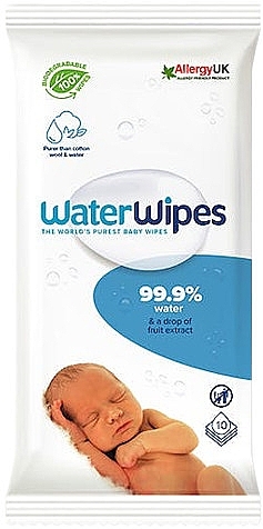 Baby Wet Wipes, 10 pcs. - WaterWipes Baby Wipes — photo N1