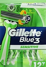 Fragrances, Perfumes, Cosmetics Disposable Shaving Razor Set, 9+3 pcs - Gillette Blue 3 Sensitive