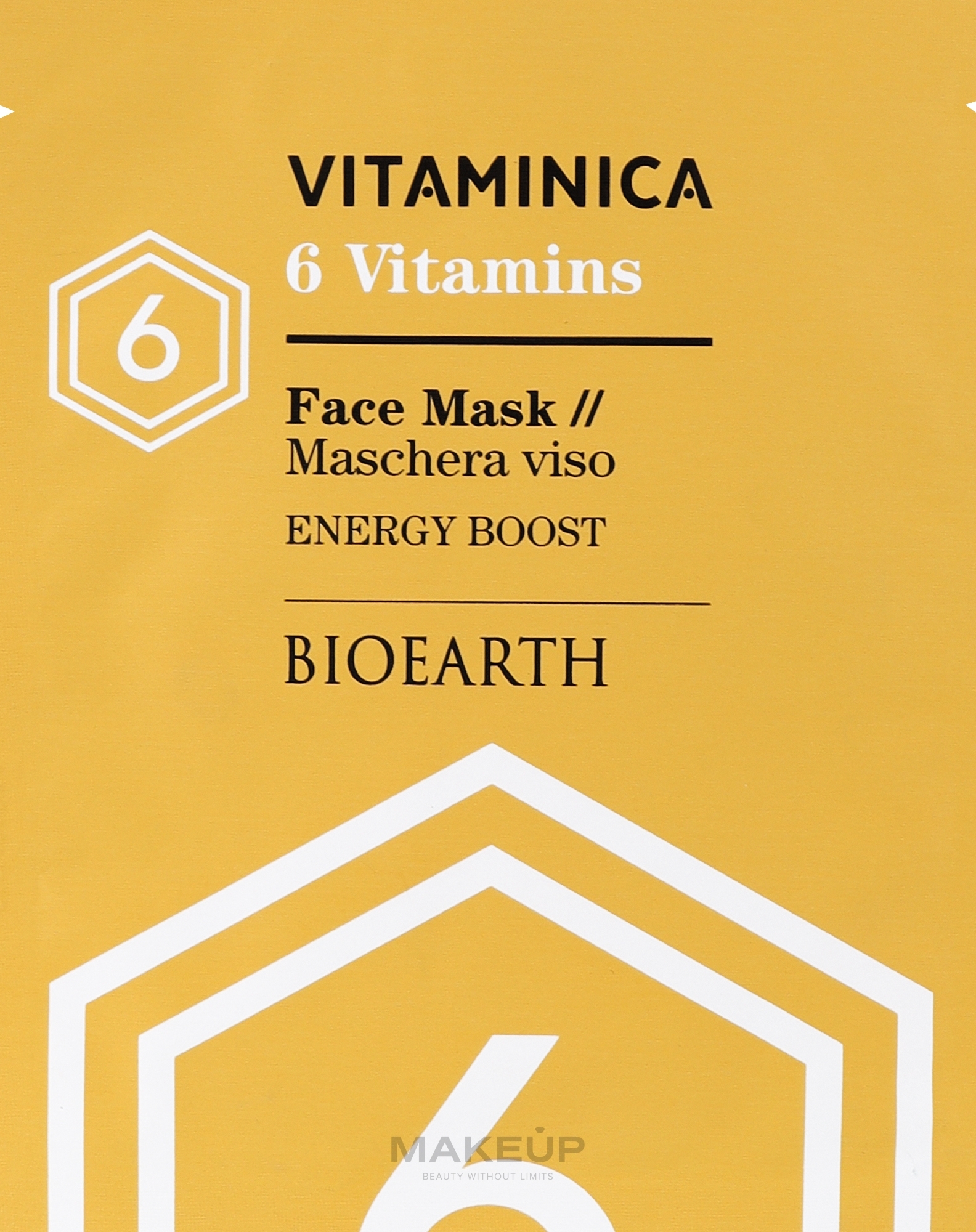 Repairing, Moisturizing & Energizing Sheet Mask - Bioearth Vitaminica Single Sheet Face Mask 6 Vitamins — photo 15 ml