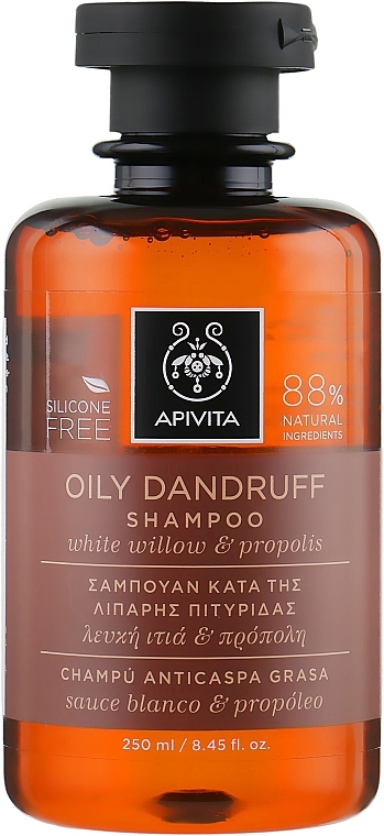 Oily Hair Anti-Dandruff White Willow and Propolis Shampoo - Apivita Shampoo For Oily Dandruff With White Willow Propolis — photo N1