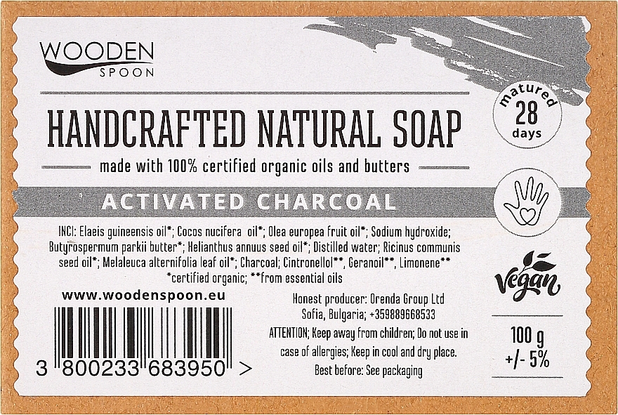 Activated Carbon Soap Bar, crescent - Wooden Spoon Bar Soap — photo N3