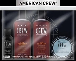 Set - American Crew Grooming Travel Kit (shm/100 ml + cond/100 ml + shave/gel/50 ml + fiber/50 g) — photo N2