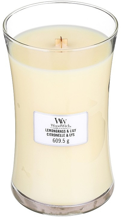 Scented Candle in Glass - WoodWick Hourglass Candle Lemongrass & Lily  — photo N1